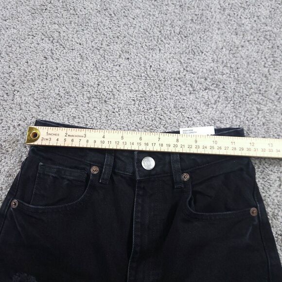 Zara Jeans Womens 0 Wide Leg Crop Capris Black Baggy‎ Y2K Hip Hop Distressed - Picture 11 of 14